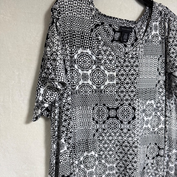 Mercer & Madison Women's  3X Dress Black White Shift Dress Tunic Top - Geometric - Picture 3 of 9